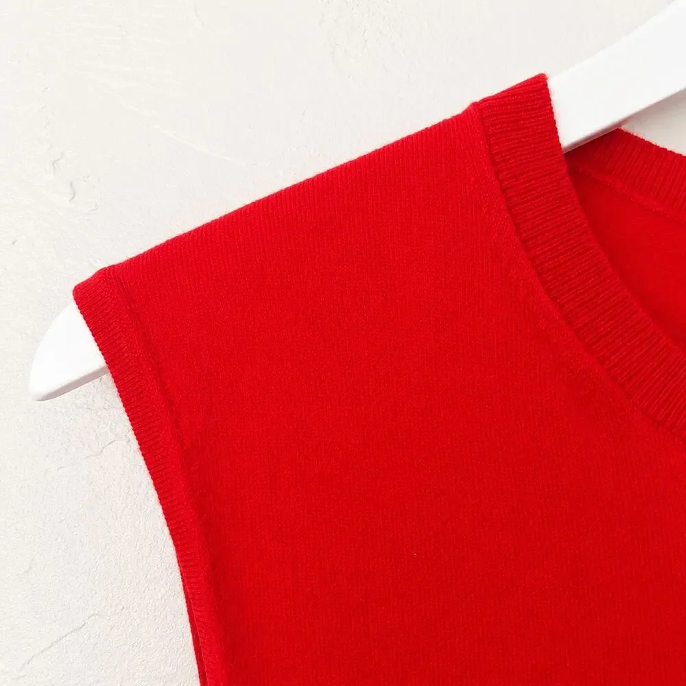 J.Crew Featherweight Cashmere Blend Cropped Sweater Shell Red M CB883